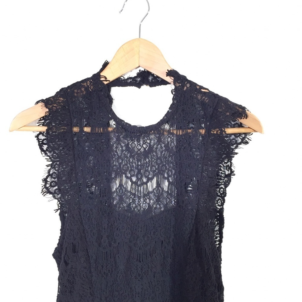 Free People Black Daydream Lace Mini Dress M - Picture 11 of 14